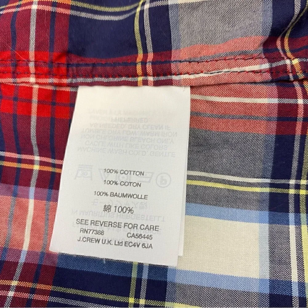 J. Crew Ludlow Plaid Button Down Up Shirt Blue Red Small